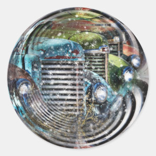 Sticker Rond Camion Snowglobe