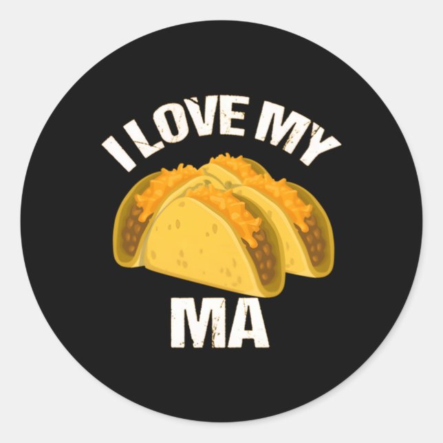 Sticker Rond Camion Taco J'Aime Mon Tacoma (Devant)