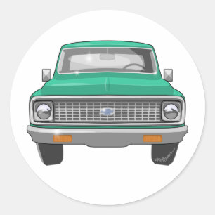 Sticker Rond Camion vert Chevy 1974