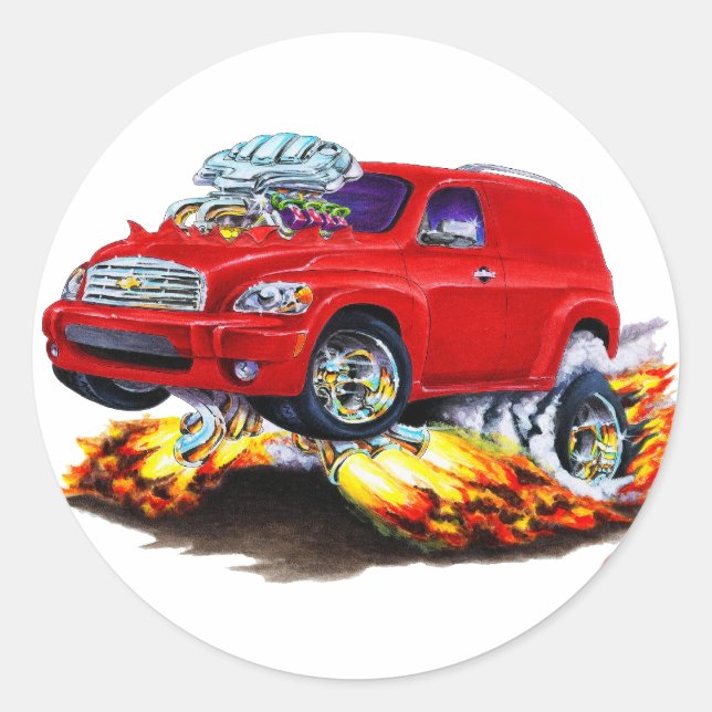 Sticker Rond Camionnette rouge de Chevy HHR (Devant)