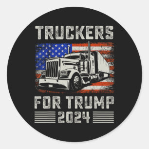 Sticker Rond Camionneurs Pour Trump Drapeau Américain - Trump V