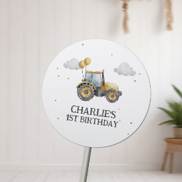 Sticker Rond Camions de construction Simple Minimaliste Anniver