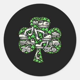 Sticker Rond Camions de construction St Patricks Day garçons en
