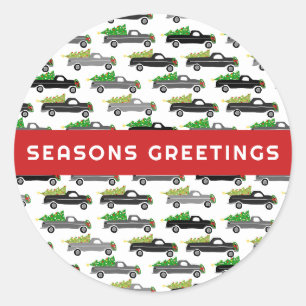 Sticker Rond Camions de Noël Cute CUSTOM Vacances saisonnières