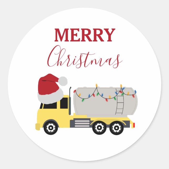 Sticker Rond Camions de transport de camion de Noël (Devant)