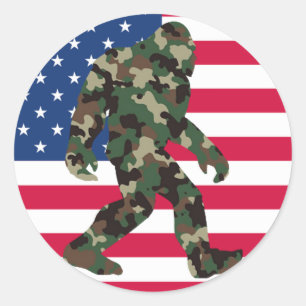 Sticker Rond Camo Bigfoot Sasquatch