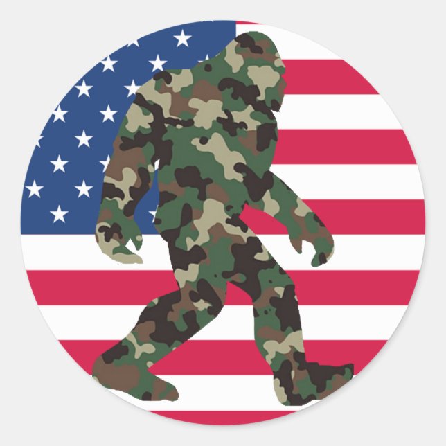 Sticker Rond Camo Bigfoot Sasquatch (Devant)