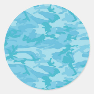 Sticker Rond Camo bleu
