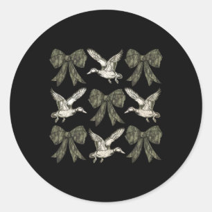 Sticker Rond Camo Coquette Bow Chasse au canard Chasse au canar