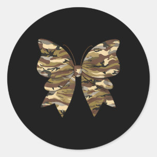 Sticker Rond Camo Coquette Bow Chasse au canard Femmes Mignonne