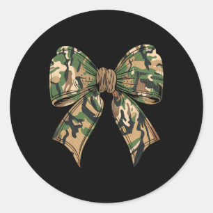 Sticker Rond Camo Coquette Chasse Bow Camouflage Vieux Chasseur