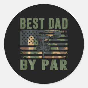 Sticker Rond Camo Disc Golf Meilleur Papa Par Drapeau Américain