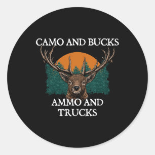 Sticker Rond Camo Et Boucs Ammo Et Camions À La Recherche D'Ani