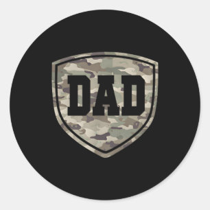 Sticker Rond Camo Rétro École Vieux Papa Pocket Camouflage Papa