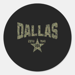 Sticker Rond Camo Souvenir États-Unis Étoile Dallas Texas