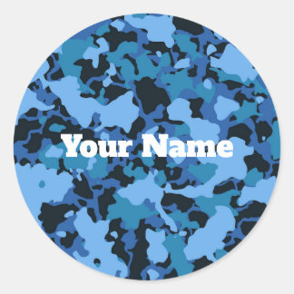 Sticker Rond Camouflage bleu moderne 