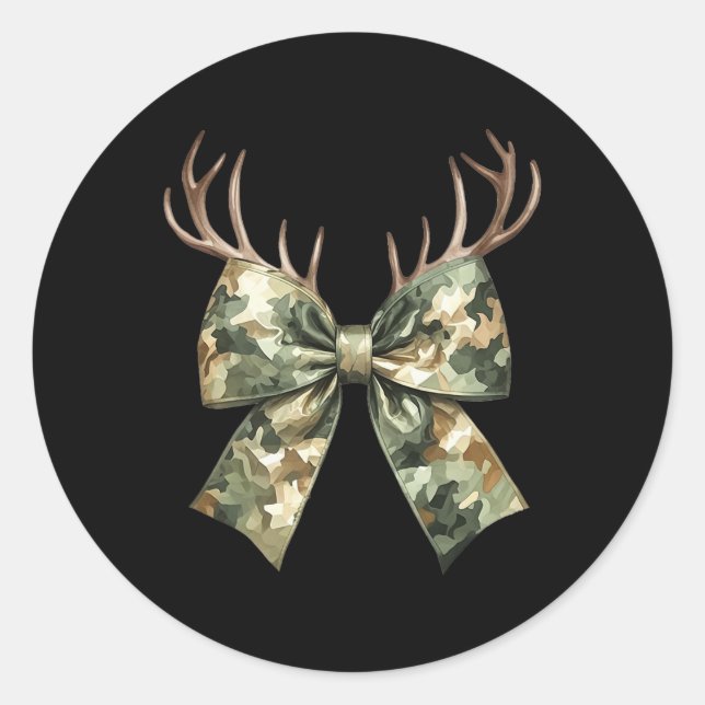 Sticker Rond Camouflage Camo Coquette Chasse aux Cerfs Chasse W (Devant)