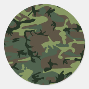 Sticker Rond Camouflage Camo Green Motif Brown