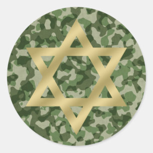 Sticker Rond Camouflage d'armée d'étoile de David d'or