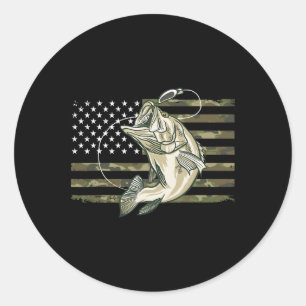 Sticker Rond Camouflage de pêche Drapeau américain américain B