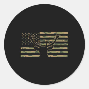 Sticker Rond Camouflage Drapeau Américain Antlers Cool de cerfs