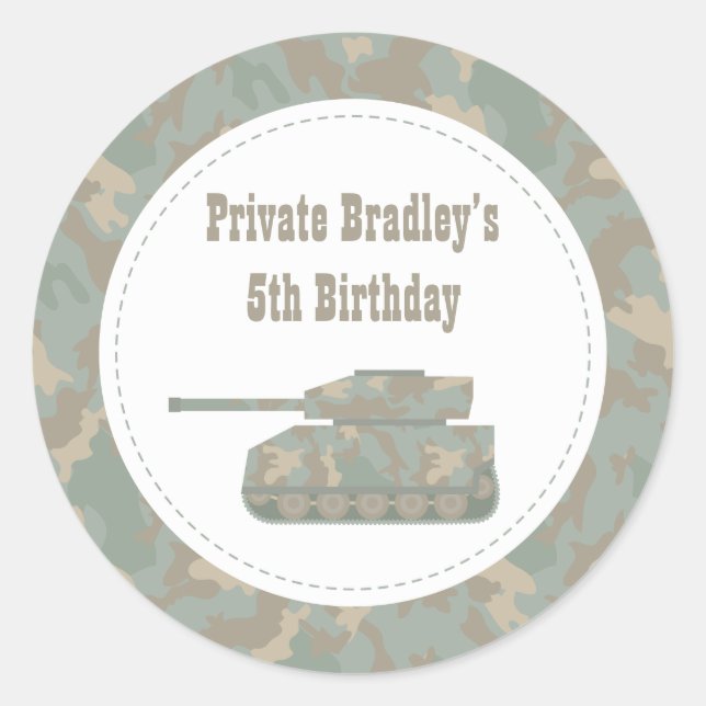 Sticker Rond Camouflage militaire Imprimer réservoir Armée fête (Devant)