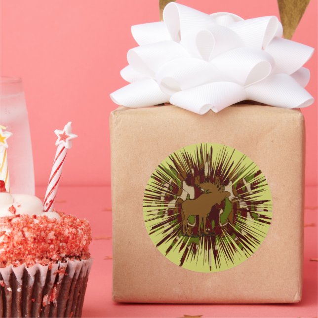 Sticker Rond Camouflage Moose Break-out Camo (Fête)