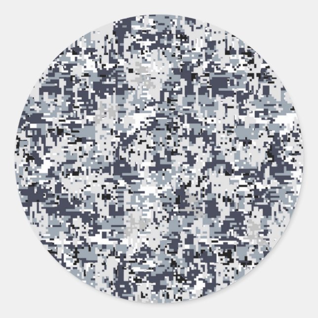 Sticker Rond Camouflage numérique en argent de style urbain (Devant)