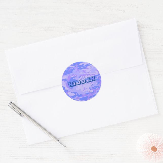 Sticker Rond Camouflage Pastel Blue Motif Abstrait (Enveloppe)