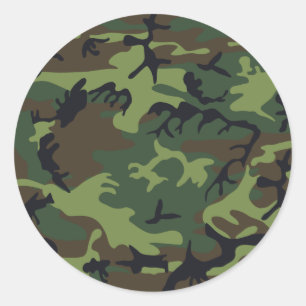 Sticker Rond Camouflage vert