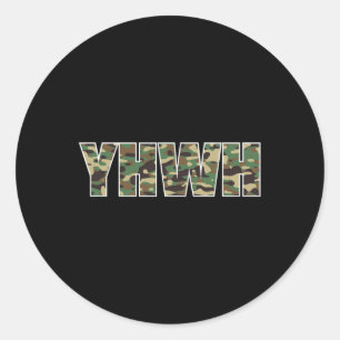 Sticker Rond Camouflage Yhwh Yahweh Chasse à la camo chrétienne