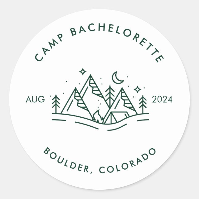 Sticker rond Camp Bachelorette (Devant)