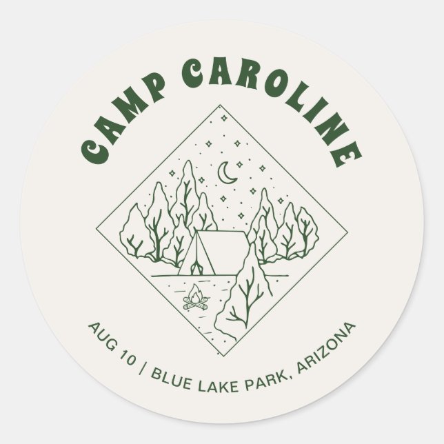 Sticker Rond Camp Bachelorette Fête Favoriser (Devant)