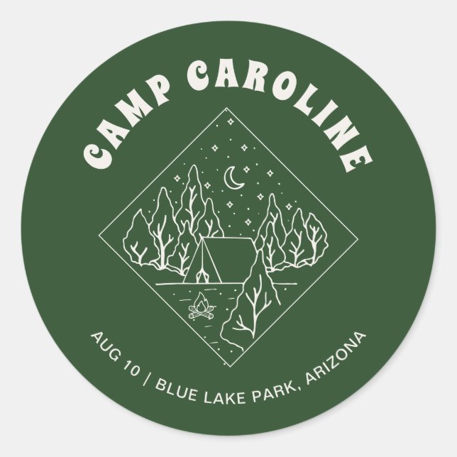 Sticker Rond Camp Bachelorette Fête Favoriser (Devant)