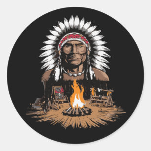 Sticker Rond Camp des chefs indiens