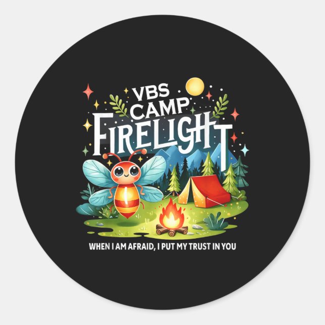 Sticker Rond Camp Firelight Vbs Camp Vacances Bible School Fire (Devant)