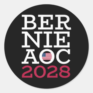 Sticker Rond Campagne Bernie Aoc 2028 - Combattre l'oligarchie