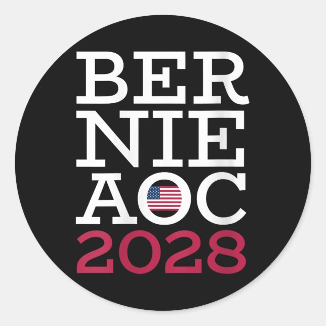 Sticker Rond Campagne de Womens Bernie Aoc 2028 - Combattre l'o (Devant)