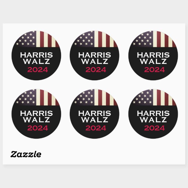 Sticker Rond Campagne HARRIS WALZ 2024 (Feuille)