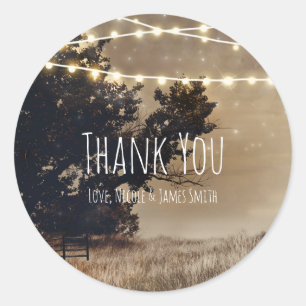 Sticker Rond Campagne rustique Champ & Lumières Mariage Faveur