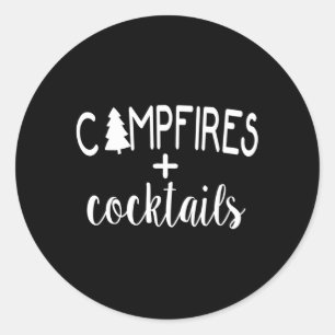 Sticker Rond Campfires Plus Cocktails Love Camg Boire