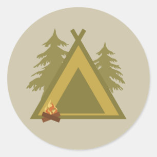 Sticker Rond Camping