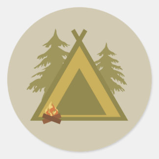 Sticker Rond Camping