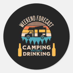 Sticker Rond Camping à bière avec anniversaire de bière
