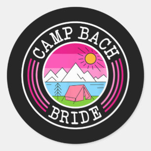 Sticker Rond Camping Bach Bride Bridesmaid Rétro Camping Bachel