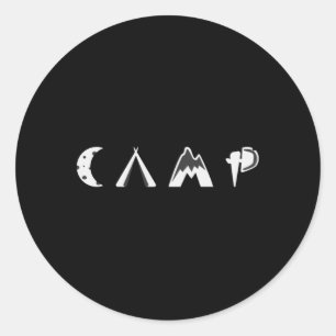 Sticker Rond Camping Camper Camper Camping Feu de Campagne Drôl