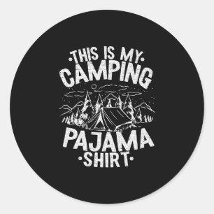 Sticker Rond Camping-cariste drôle heureux de faire de la rando