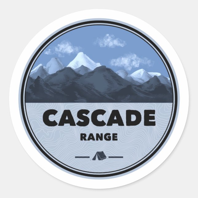 Sticker Rond Camping Cascade Range (Devant)