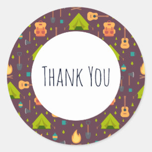 Sticker Rond Camping cool Design extérieur Motif Merci