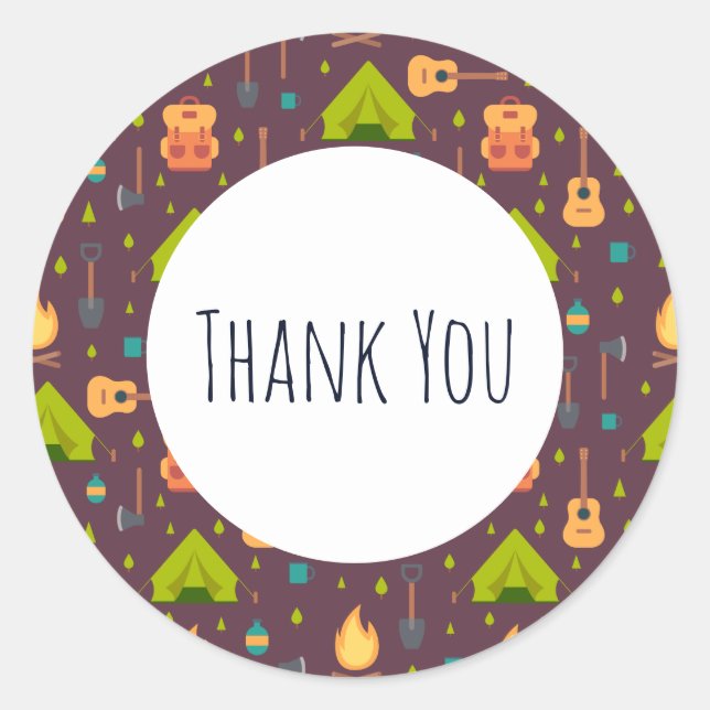Sticker Rond Camping cool Design extérieur Motif Merci (Devant)